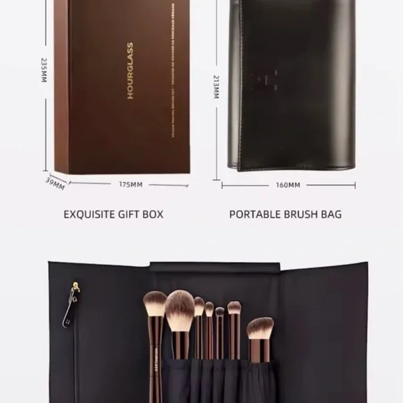 Hourglass Set of 7 Travel Brush Set with Leather Case - Picture 9 of 12